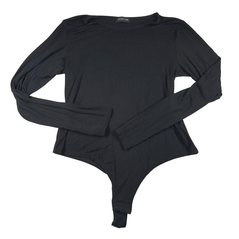 PrettyLittleThing Bodysuit Black Long Sleeve‎ Fitted Stretch Minimalist Chic